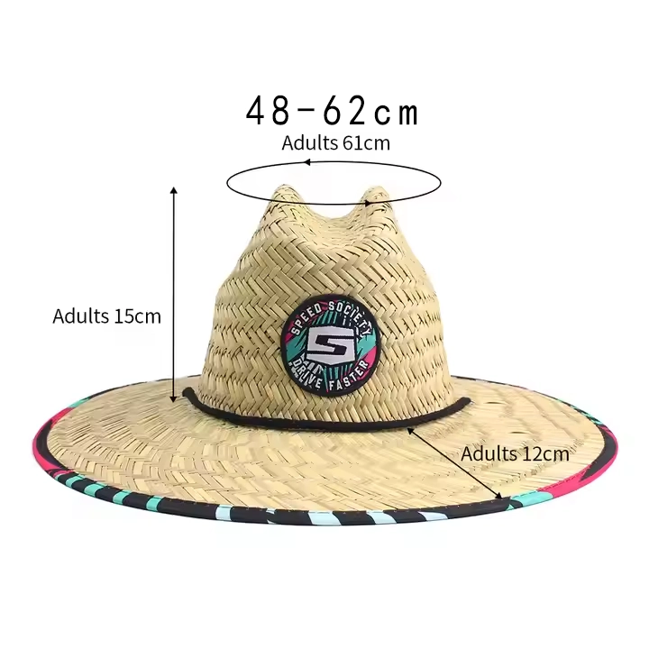 Custom Lifeguard Straw Hat with Logo Printing for Beach and Summer OEM ODM Manufacturer