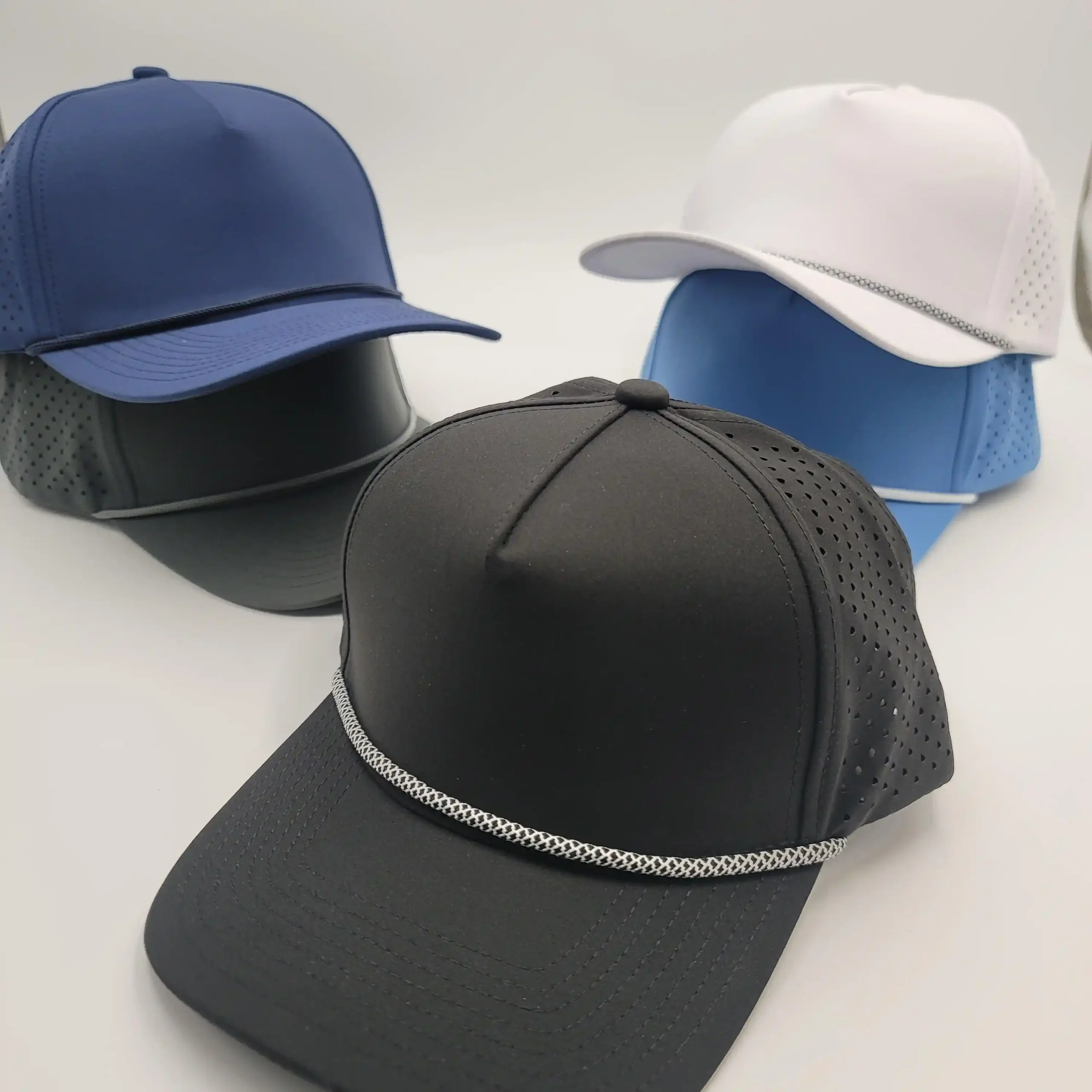 Custom Nylon Golf Cap with Embroidery Logo 5 Panel Sports Hat OEM ODM Manufacturer