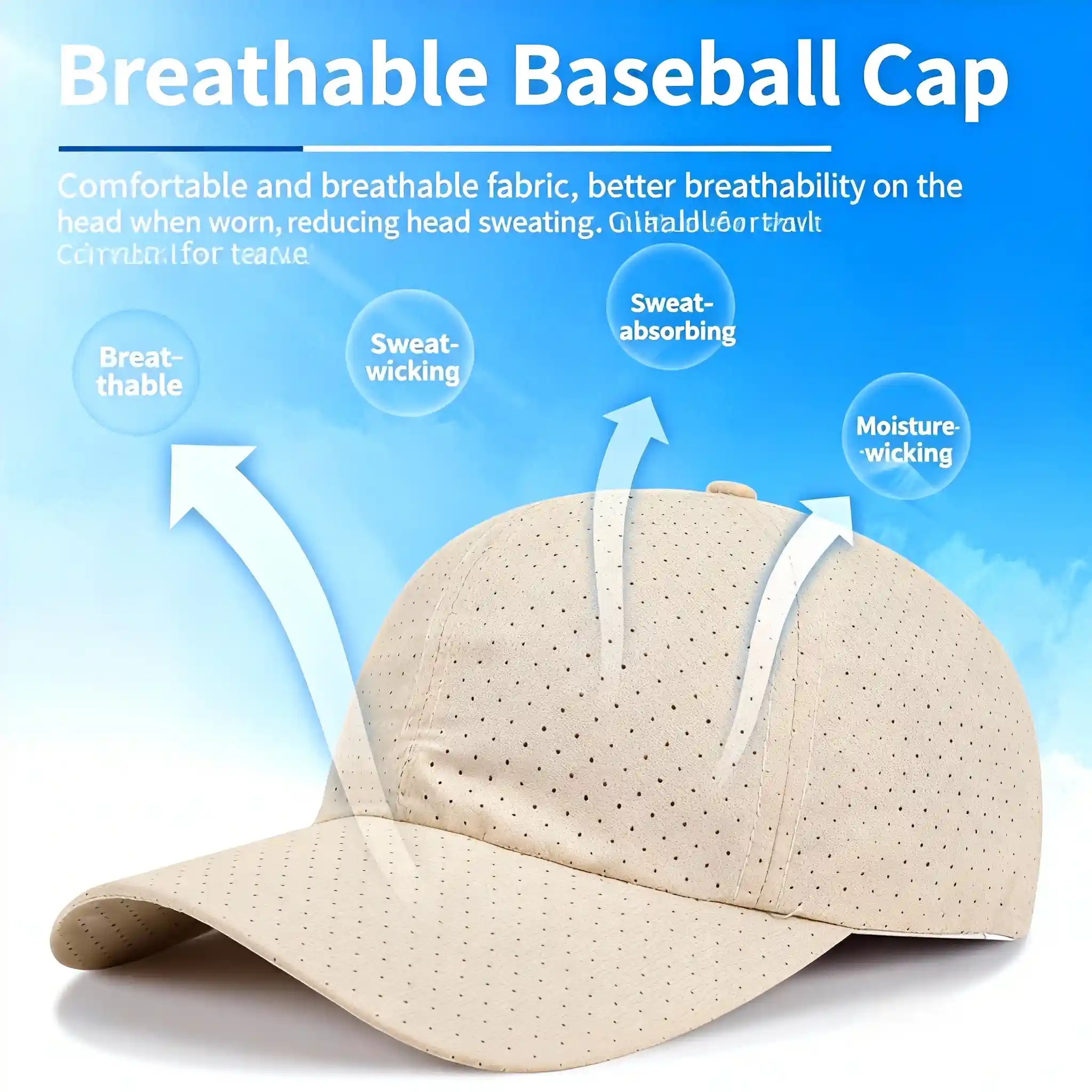 Custom Polyester Mesh Baseball Cap with Logo 6 Panel Curved Brim Sports Hat OEM ODM Manufacturer