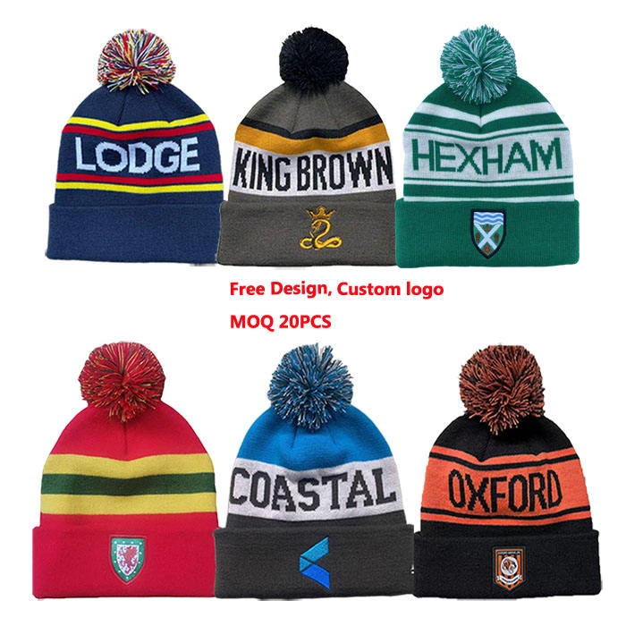 Custom Pom Pom Knit Beanie Hat with Embroidery Logo OEM ODM Manufacturer