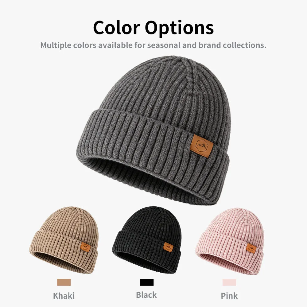 Custom Rib Knit Beanie Hat with Jacquard Design OEM ODM Manufacturer