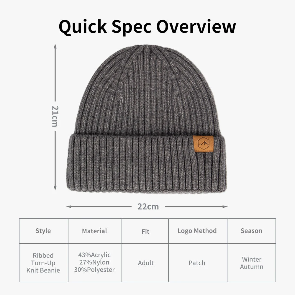 Custom Rib Knit Beanie Hat with Jacquard Design OEM ODM Manufacturer