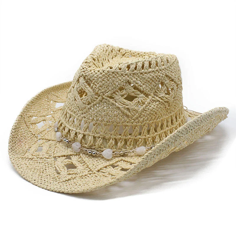 Custom Western Cowboy Straw Hat with Wide Brim and Handmade Design OEM ODM Manufacturer