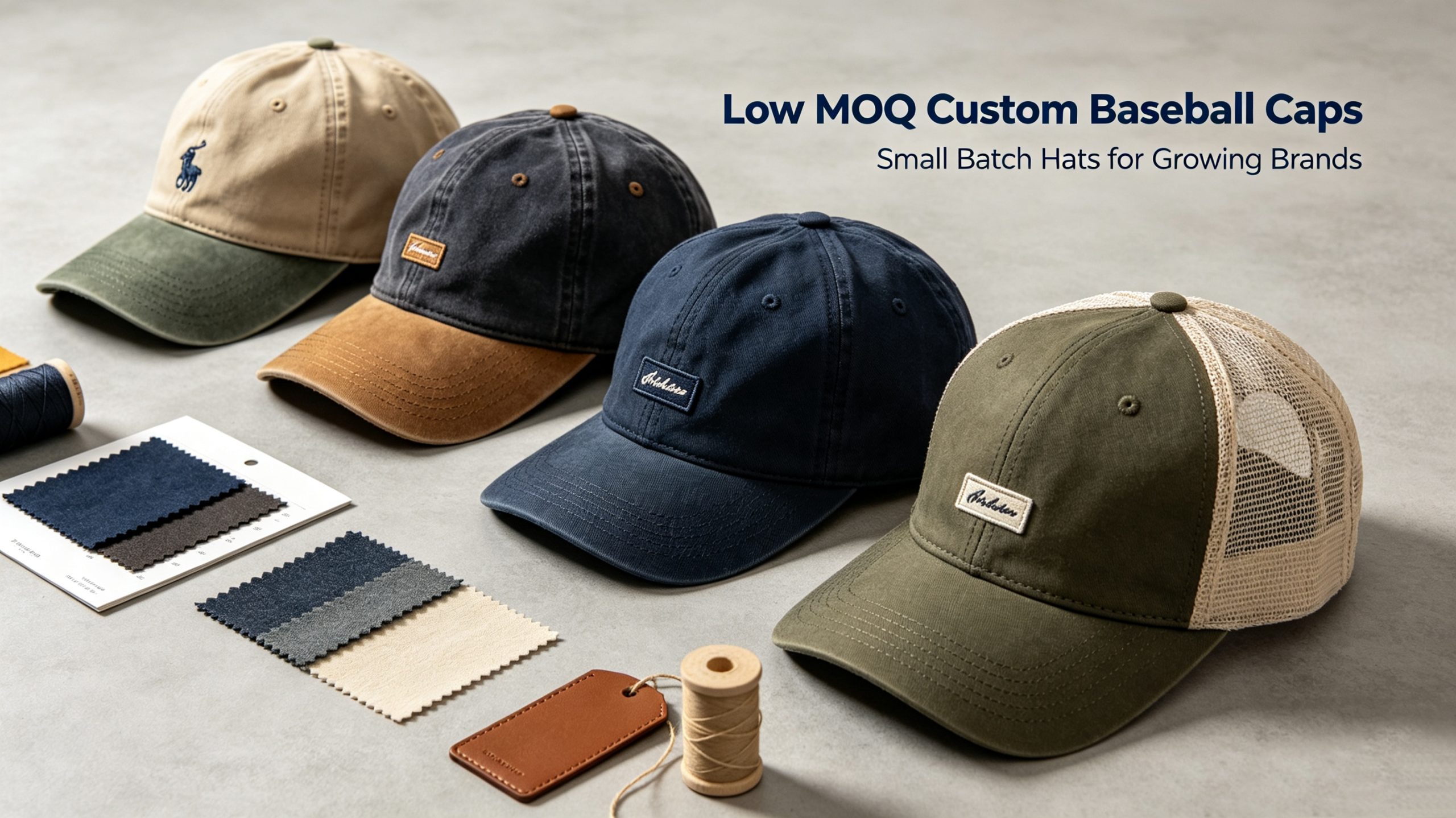 Low MOQ Custom Baseball Caps Low MOQ baseball cap manufacturer custom hats for startup brands