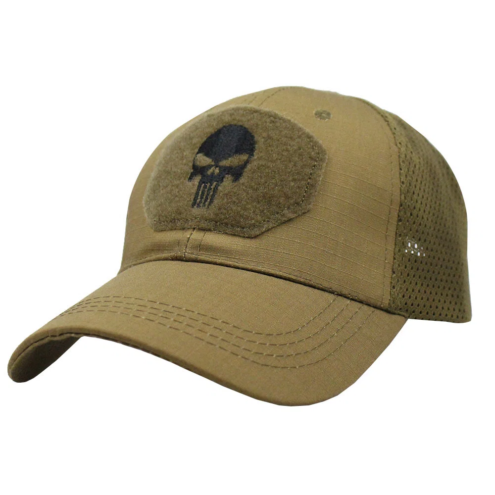 Coyote Brown Tactical Skull Mesh Cap